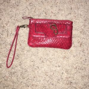 Red snake skin Jessica Simpson wristlet